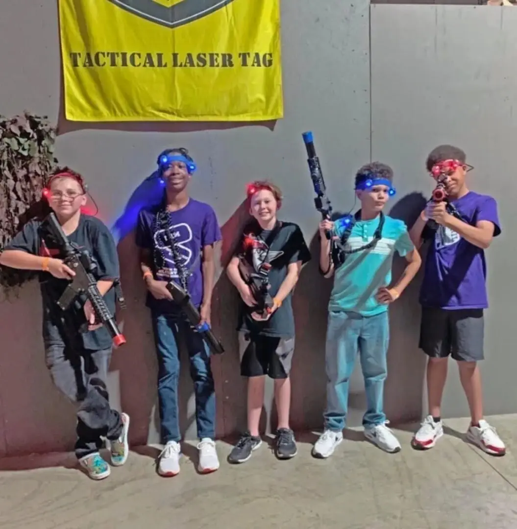 Young boys in a laser tag arena